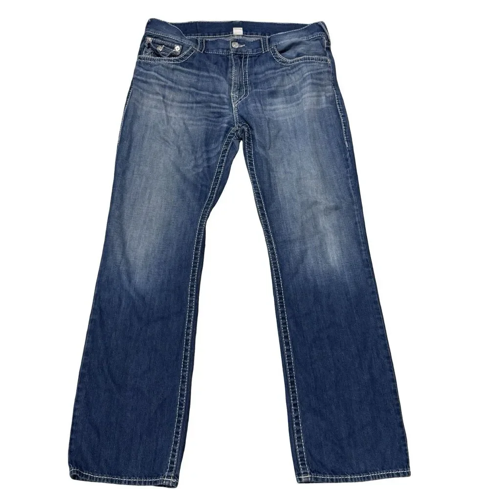 True Religion Big T Natural W/Flap Stitch Straight Leg Jean Men’s Size 38 Cotton
